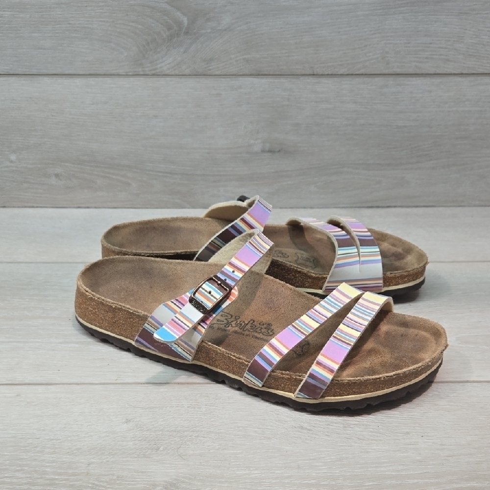 Birki's By Birkenstock Women Striped Strappy  Sandals Shoes Sz 39/8 Narrow